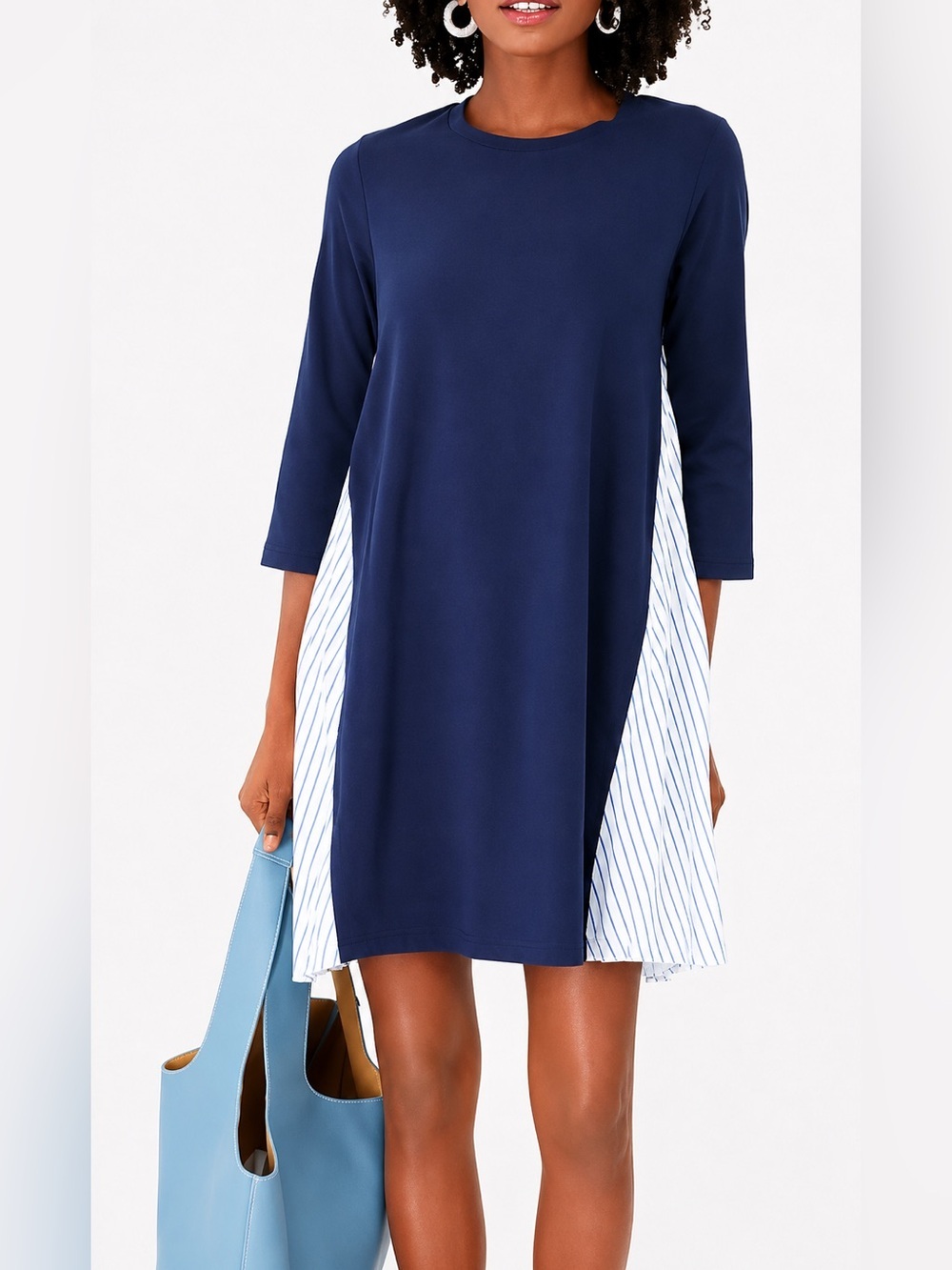 Pomander Place navy pleated panel dress, small